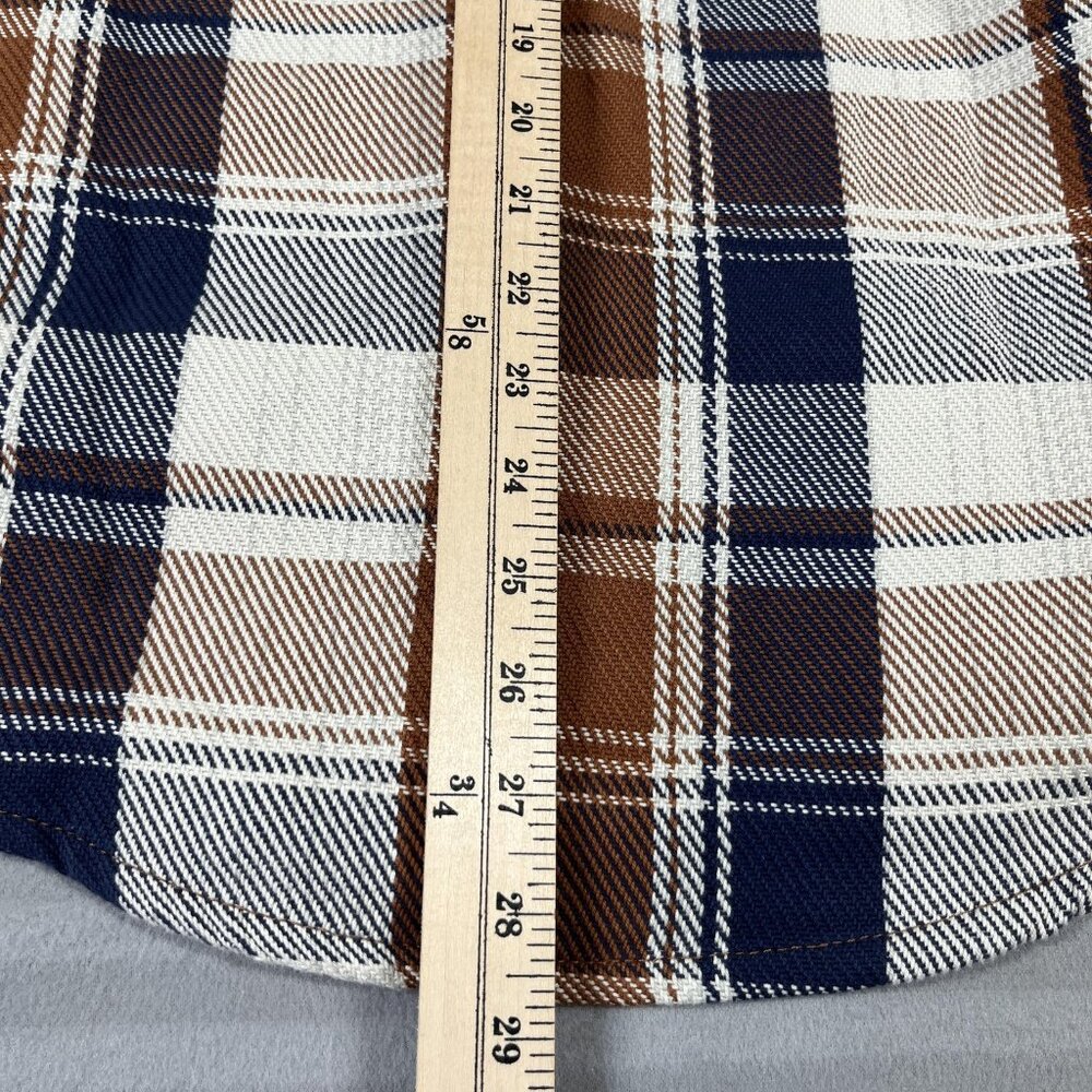 Outerknown Blanket Shirt Mens Medium Brown Blue Plaid Organic Cotton Flannel - Picture 9 of 9